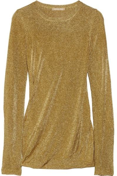 michael kors gold lame peplum top|Michael Kors t shirt.